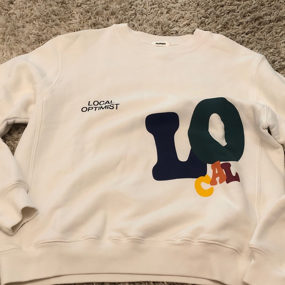 Madhappy Cozy White Fleece Sweatshirt.